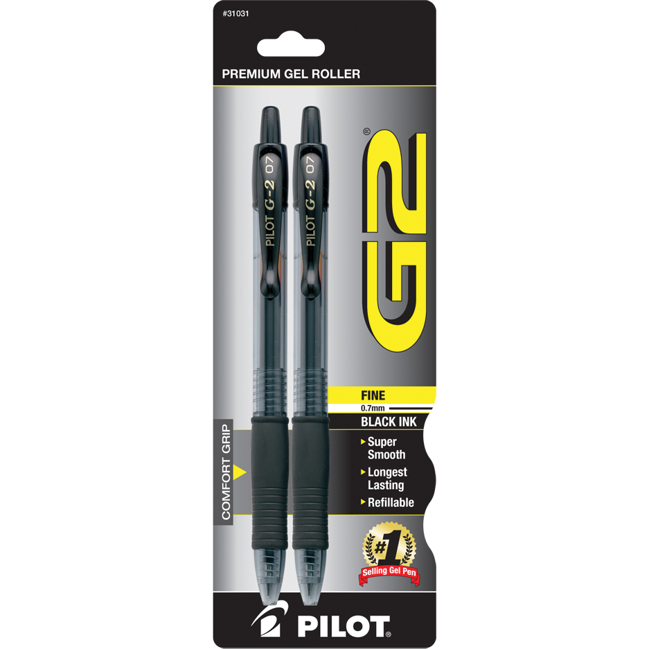 Pilot G2 Pro Retractable Gel Pen - Black .7mm 2PK