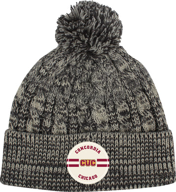 Ahead The Aspen Knit Cuff Beanie w/Pom, University Grey/Ivory