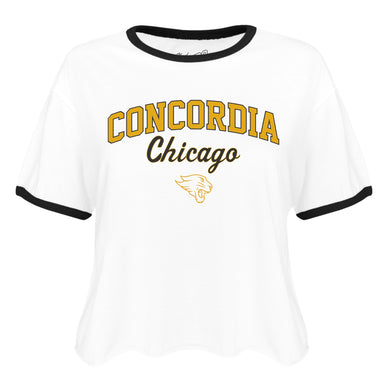 Ladies Cutoff Ringer Tee | White