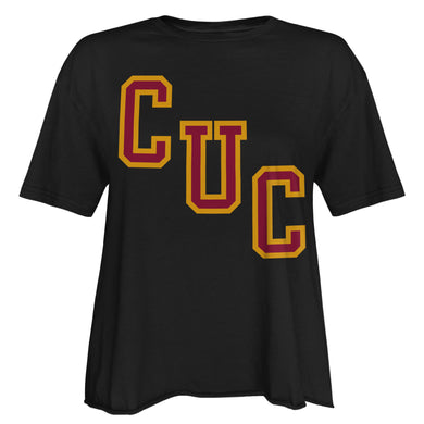 Ladies Short Sleeve Cutoff Cotton Tee | Black