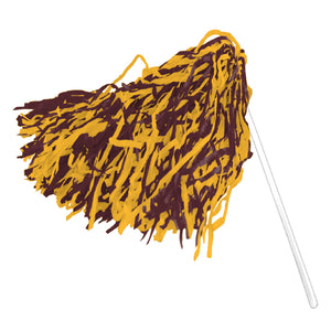 Poms With Plastic Stick, Maroon/Gold