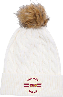 Ahead The Pomfret Knit Cuff Beanie w/Fur Pom, Winter White