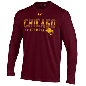 UA Performance Cotton Long Sleeve Tee, Maroon